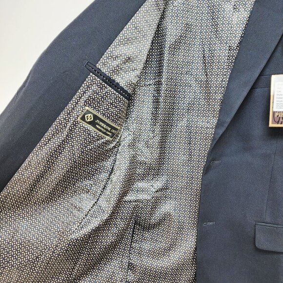 Pierre Loren Mens Navy Blazer 36R Superior 150S Classic Fit Polyester Blend - Picture 10 of 11